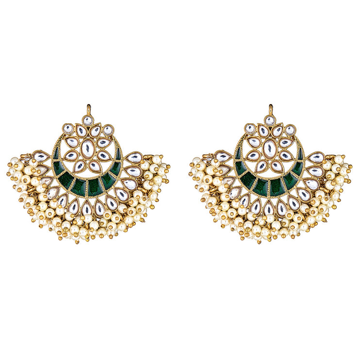 Esma Crescent Earrings in Green