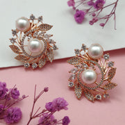 Pearl Elegant AD Studs in Rose Gold