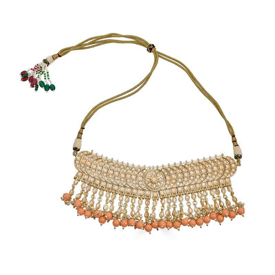 Gaurika Necklace Set in Coral