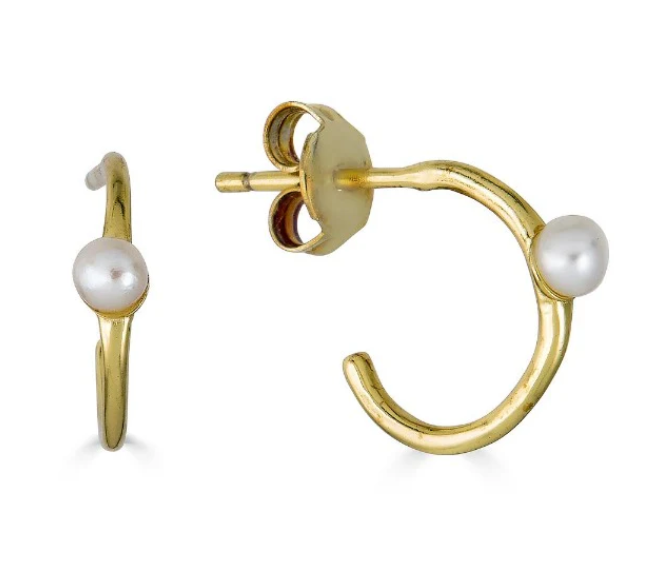 Classic Pearl Gold Hoops