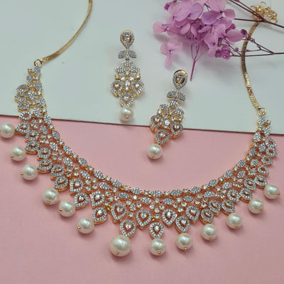 Meera Pearl AD Necklace Set