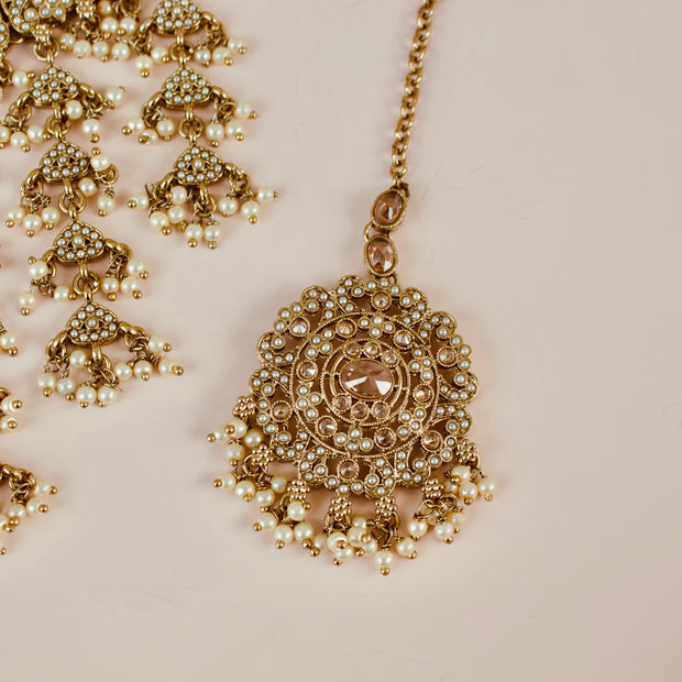 Maryam Cascade Necklace Set in Gold