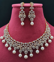 Meera Pearl AD Necklace Set