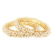 Lila Pearl Bangle Set in Gold