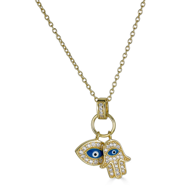 Hamsa & Evil Eye 14K Necklace