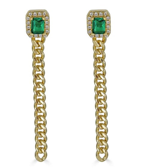 Square Emerald Dangle earrings