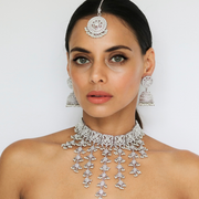 Maryam Cascade Necklace Set in Silver