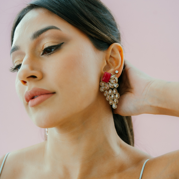 Jaap Floral Earrings in Ruby