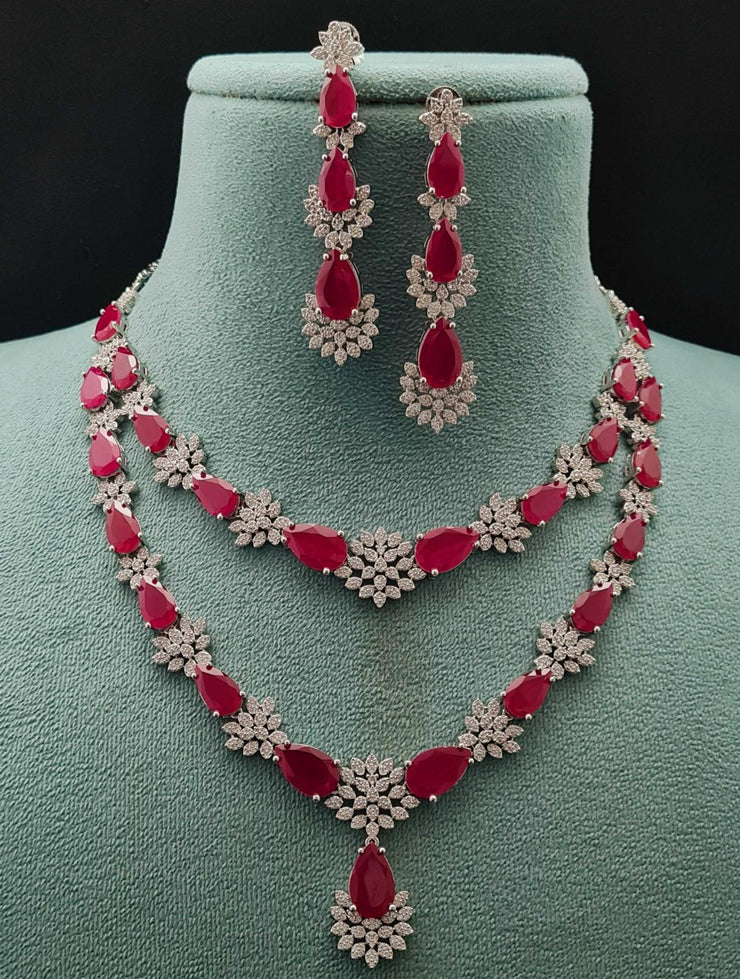 Kashvi Necklace Set in Ruby