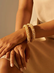 Lila Pearl Bangle Set in Gold