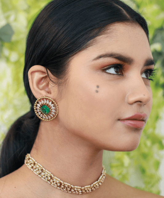 Neema Stud Earrings in Emerald