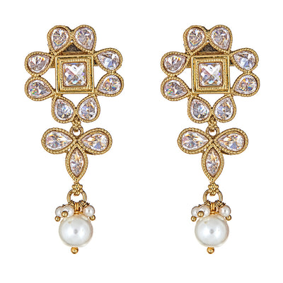 Adiva Floral Earrings in Pearl