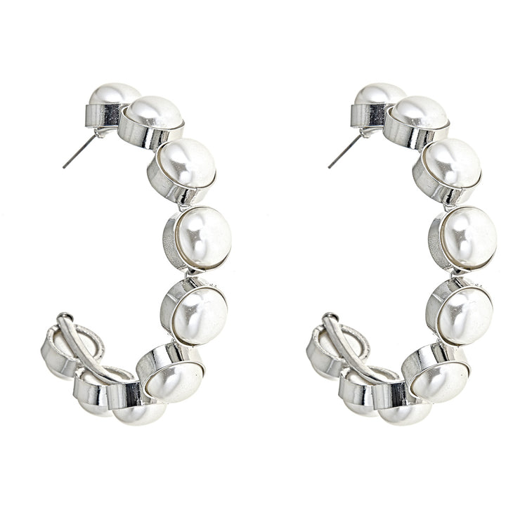 Ahd Oversized Pearl Earrings in Silver