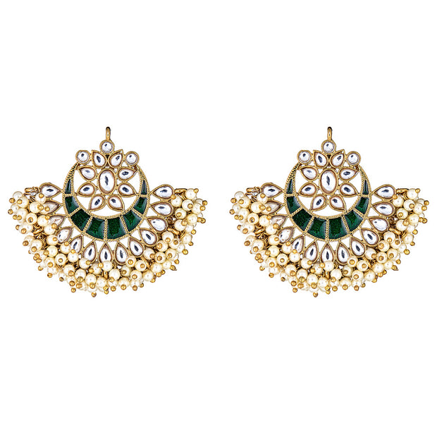 Esma Crescent Earrings in Green