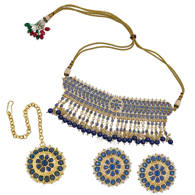 Gaurika Necklace Set in Sapphire